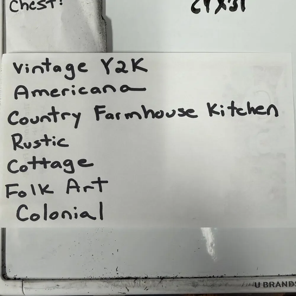 Vtg Y2K Bib Apron One Size Red Tan Americana Country Farmhouse Kitchen Folk Art